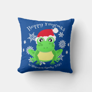 Christmas Schattige Frog Santa Hat Novelty Blue Kussen