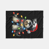 Christmas Schnauzer Dog Santa Hat Xmas Light Holid Fleece Deken (Voorkant (Horizontaal))