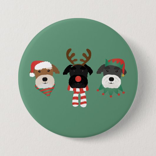Christmas Schnauzer Dogs Ronde Button 7,6 Cm (Voorkant)