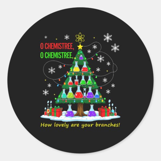 Christmas Science Teacher 67 Meme Santa Oh Chemist Ronde Sticker (Voorkant)