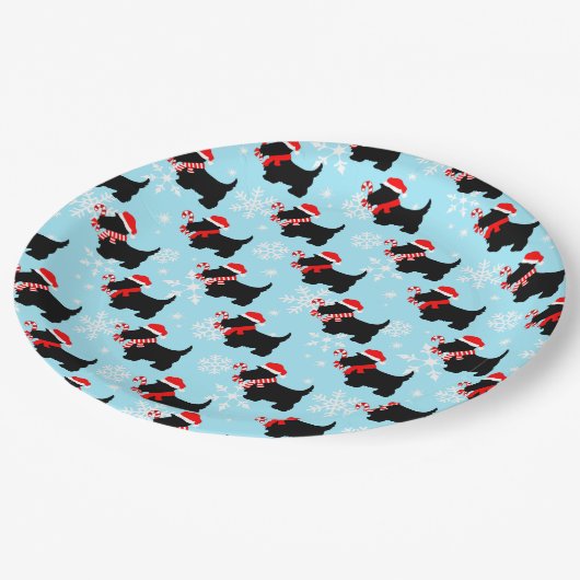 Christmas Scottie Dogs Pattern Papieren Bordje (Gekanteld)