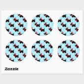 Christmas Scottie Dogs Pattern Ronde Sticker (Vel)
