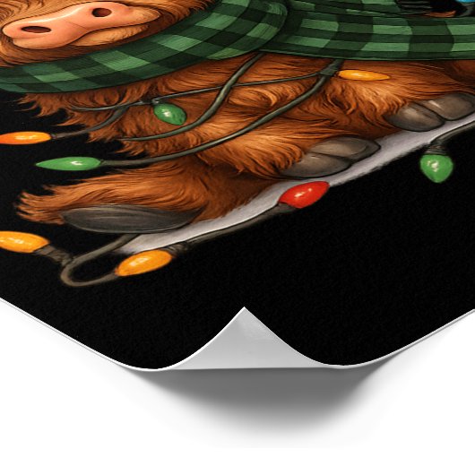 Christmas Scottish Highland Cow Santa Xmas Farm An Poster (Hoek)