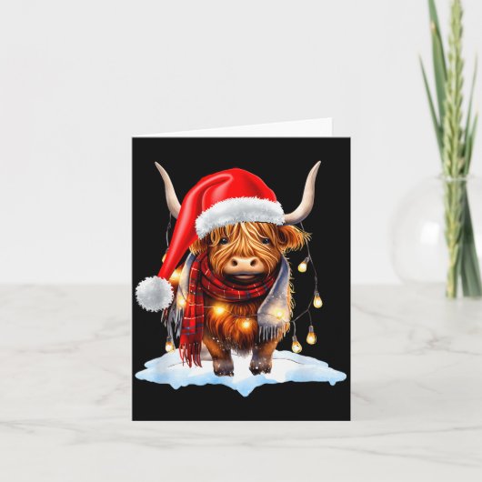 Christmas Scottish Highland Cow Wrapped In Christm Kaart (Voorkant)