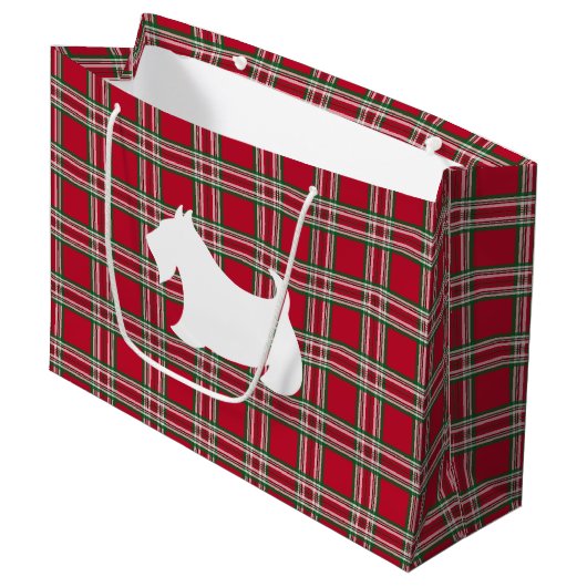 Christmas Scottish Terrier Gift Bag Large Cadeauzakje (Voorkant Gekanteld)
