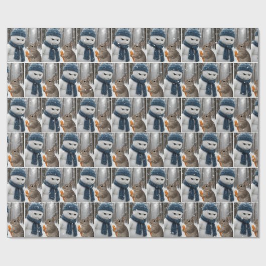 Christmas Scowling Snowman With a Bunny Cadeaupapier (Vlak)