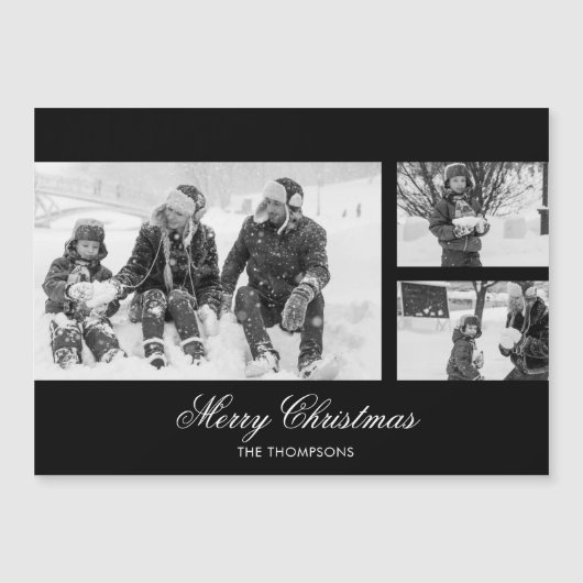 Christmas Script Photo Collage Magnet de vacances (Devant)