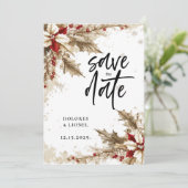 Christmas Script Wedding Sla de datum op Save The Date (Staand voorkant)