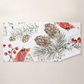 Christmas seamless pattern, cardinal birds, red be badhanddoek (Badhanddoek)