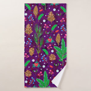 Christmas seamless pattern with pine cones, fir br