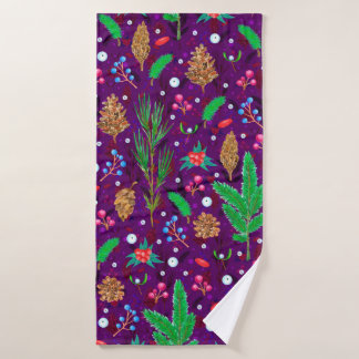 Christmas seamless pattern with pine cones, fir br