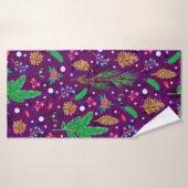 Christmas seamless pattern with pine cones, fir br (Serviette de bain)