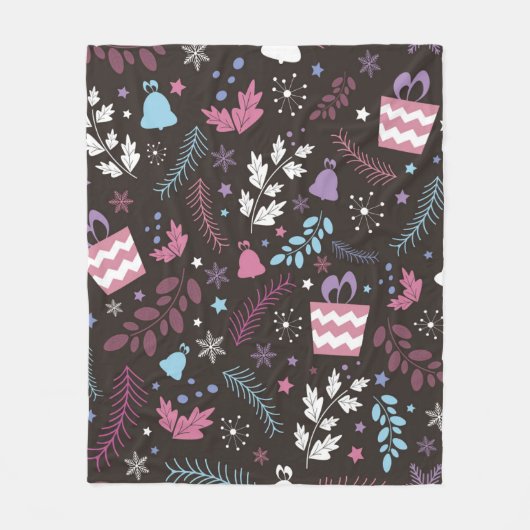 Christmas seamless pattern with tree, snow, gift fleece deken (Voorkant)