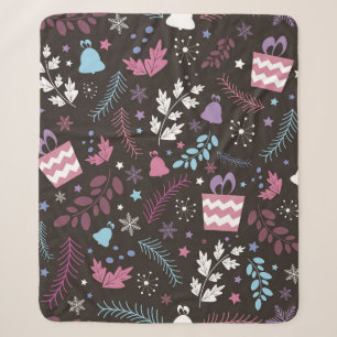 Christmas seamless pattern with tree, snow, gift sherpa deken