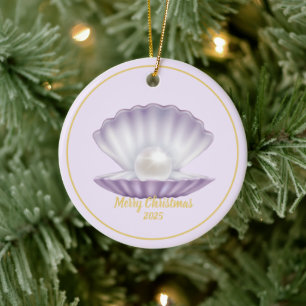 Christmas Seashell Pearl Keramisch Ornament