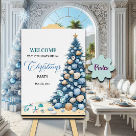 Christmas Seashells Tree Beach Party Welcome Poster