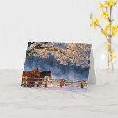 Christmas Seasons Greetings Country Horses  Kaart (Gele Bloem)