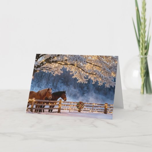 Christmas Seasons Greetings Country Horses  Kaart (Voorkant)