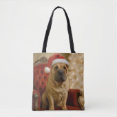 Christmas Shar-Pei Dog With Santa Hat Draagtas (Voorkant)