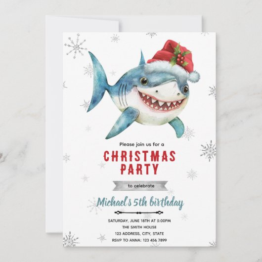 Christmas shark Party Invitation (Devant)