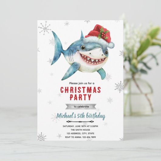 Christmas shark Party Invitation (Debout devant)