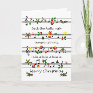 Christmas Sheet Music Deck The Halls Holiday Kaart