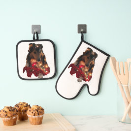 Christmas Sheltie Ovenwant & Pannenlap Set