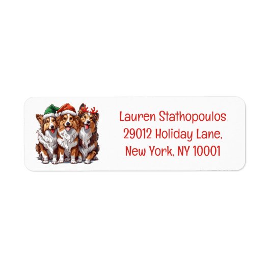 Christmas Shetland Sheepdogs Etiket (Voorkant)