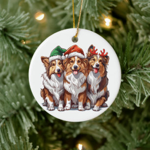 Christmas Shetland Sheepdogs Keramisch Ornament