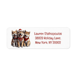 Christmas Shiba Inu Santa Dogs Etiket