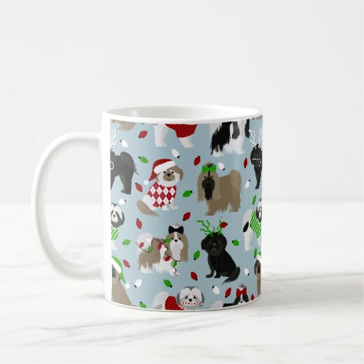 Christmas Shih Tzu Chiens Café Mug (Gauche)