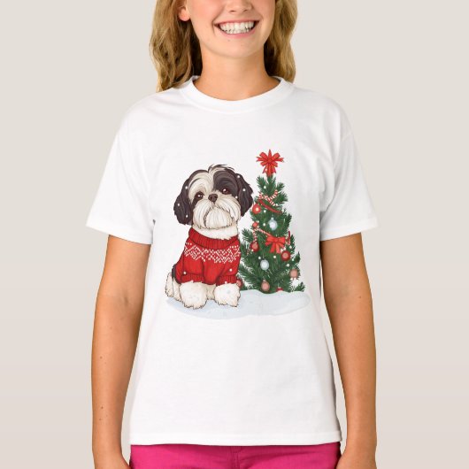 Christmas Shih Tzu Dog T-shirt (Voorkant)