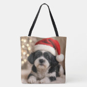 Christmas Shih Tzu Dog With Santa Hat Draagtas (Achterkant)