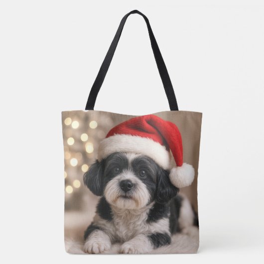 Christmas Shih Tzu Dog With Santa Hat Draagtas (Achterkant)