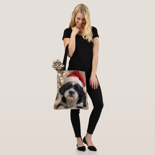Christmas Shih Tzu Dog With Santa Hat Draagtas (Op model)