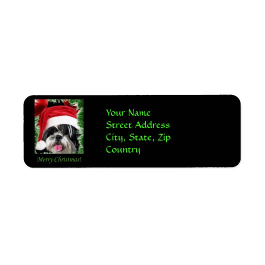 Christmas Shih Tzu Retourner Adresse Étiquettes (Devant)