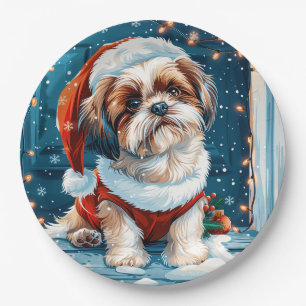 Christmas Shih Tzu Santa Dog Papieren Bordje