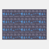 Christmas Silhouette Wrapping Paper in Blue (Voorkant 2)