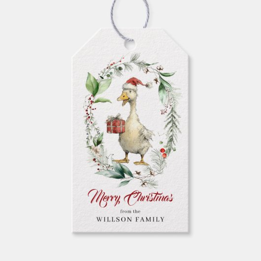 Christmas Silly Goose Ornate Wreath Berries  Cadeaulabel (Voorkant)