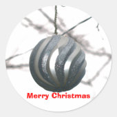 Christmas Silver Sparkly Ornament Ronde Sticker (Voorkant)