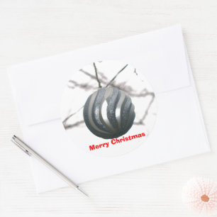 Christmas Silver Sparkly Ornament Ronde Sticker