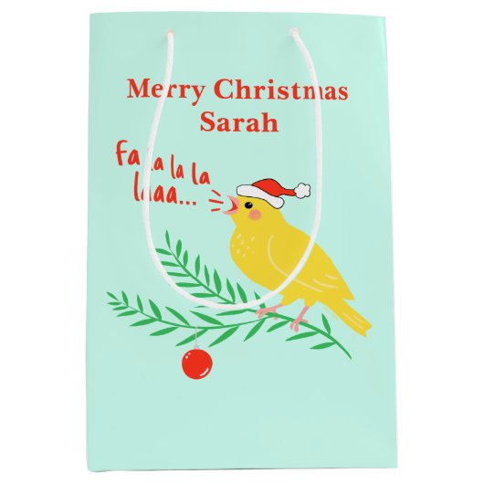 Christmas Singing Canary Medium Cadeauzakje (Voorkant)
