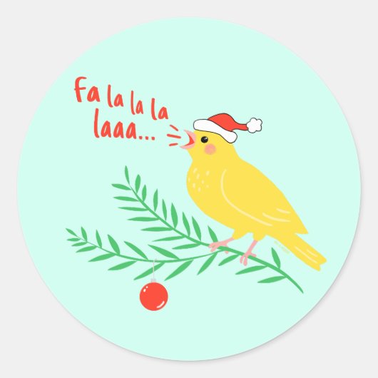Christmas Singing Canary Ronde Sticker (Voorkant)