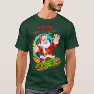 Christmas skateboarding santa 146 t-shirt