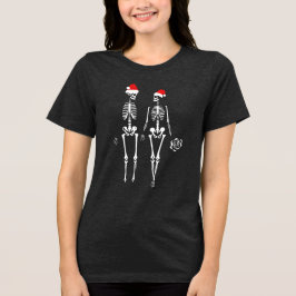 Christmas Skeleton Couple Newly Wed Matching Tri-Blend Shirt