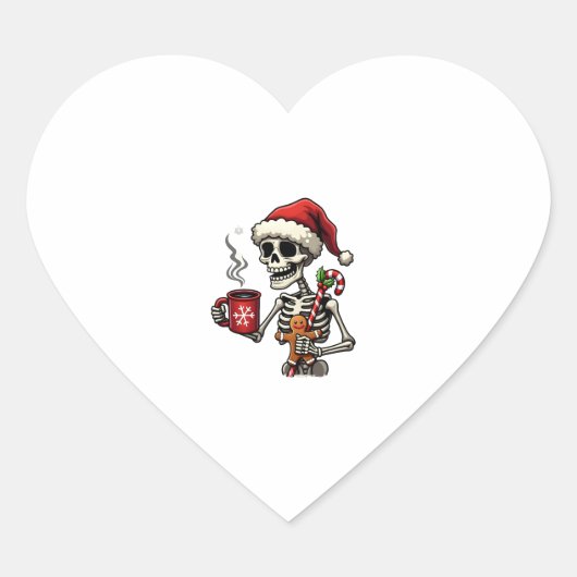 Christmas Skeleton Hot Chocolate Xmas Men Women Ki Hart Sticker (Voorkant)