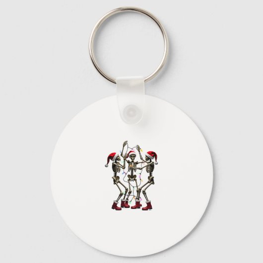 Christmas Skeleton Santa Dancing Lights (1) Sleutelhanger (Voorkant)