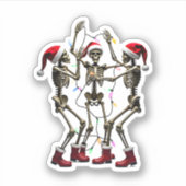 Christmas Skeleton Santa Dancing Lights (1) Sticker (Voorkant)
