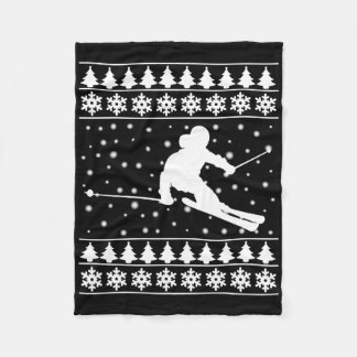 Christmas Skier T Shirt Xmas Gift voor Skiën Lover Fleece Deken