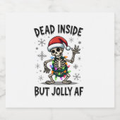 Christmas Skull Peace Dead Inside But Jolly Xmas M Sparkling Wijnetiket (Enkel label)